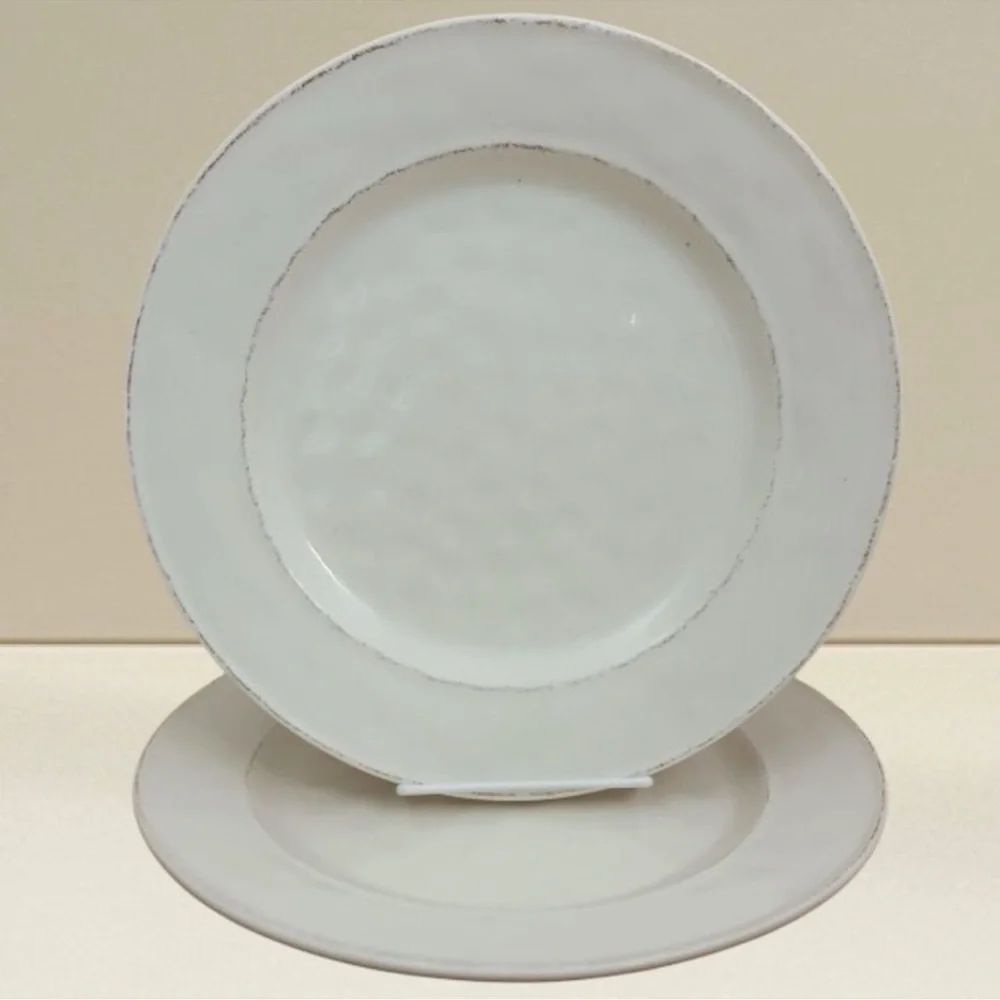 Pier 1 Martillo Stoneware 11” Dinner Plates Replacements White Cream Set of 2